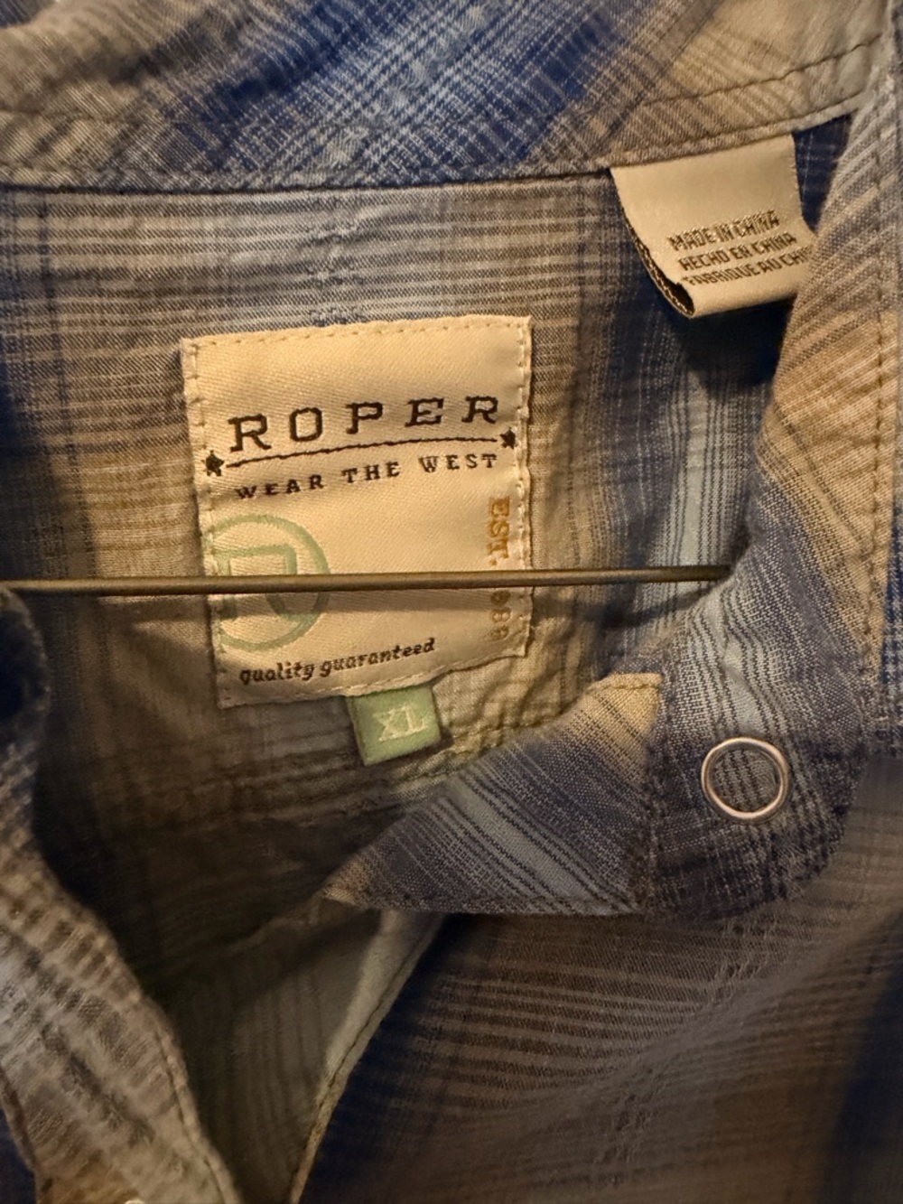 Roper Women’s Western Plaid Snap Shirt - Blue & Cream - Picture 2 of 5